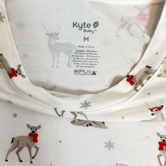 Kyte Baby Women's M Bamboo Reindeer Christmas Pajama Set Long Sleeve Pants - Picture 3 of 6